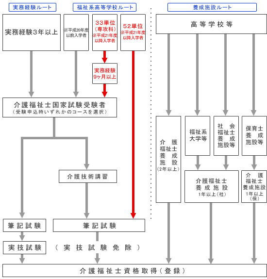 平成23年度（第24回）介護福祉士資格取得ルート図